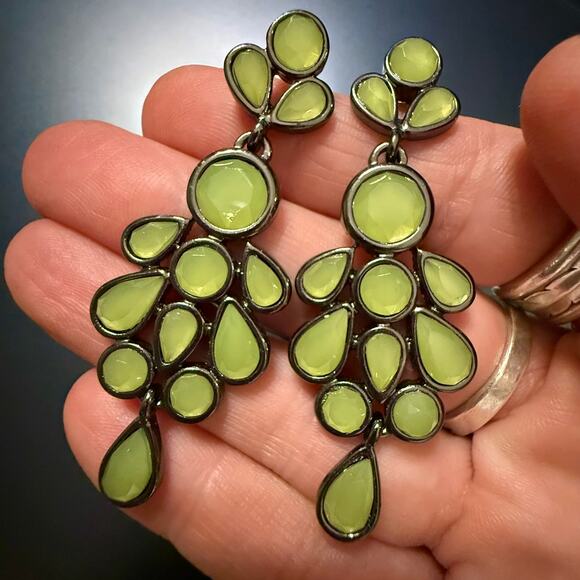 Lia Sophia Slow Dance Mint Green Beaded Hematite Earrings - Picture 4 of 6